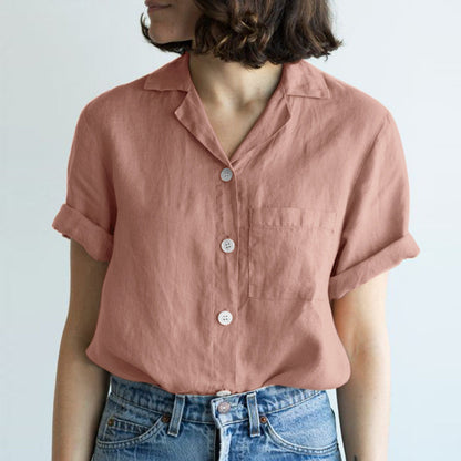 Blusa casual de color sólido de moda para mujer