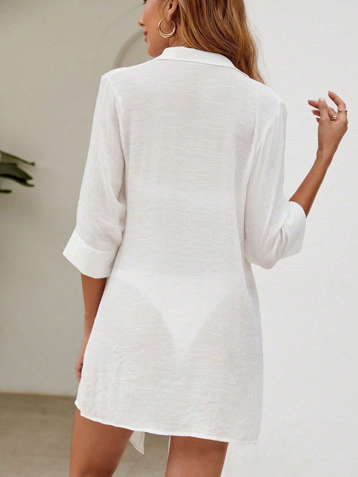 Vestido playero sencillo de gasa para mujer para el verano