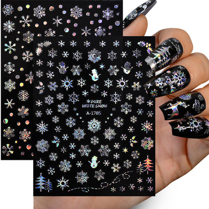 Pegatinas navideñas de copos de nieve para uñas