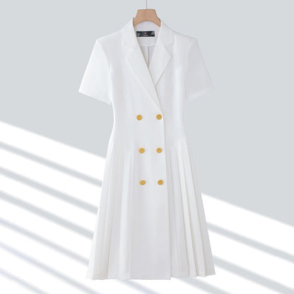 Women Fashion Casual Lapel Short-Sleeve Dress