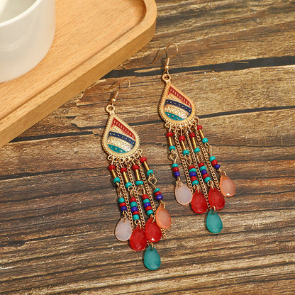 Pendientes con borlas retro de estilo étnico bohemio