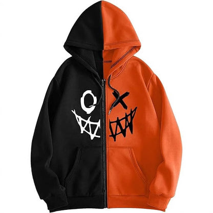 Men Fashion Casual Demon 3D Printed Long-Sleeve Zipper Hoodies