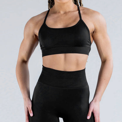Soutien-gorge de yoga dos nu sans coutures, couleur unie, décontracté, pour femmes