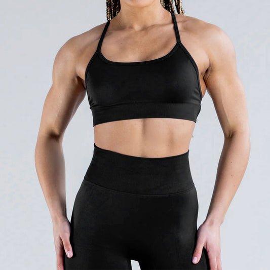 Soutien-gorge de yoga dos nu sans coutures, couleur unie, décontracté, pour femmes