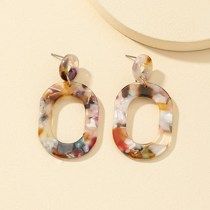 Women Fashion Retro Resin Geometric Multicolor Earrings