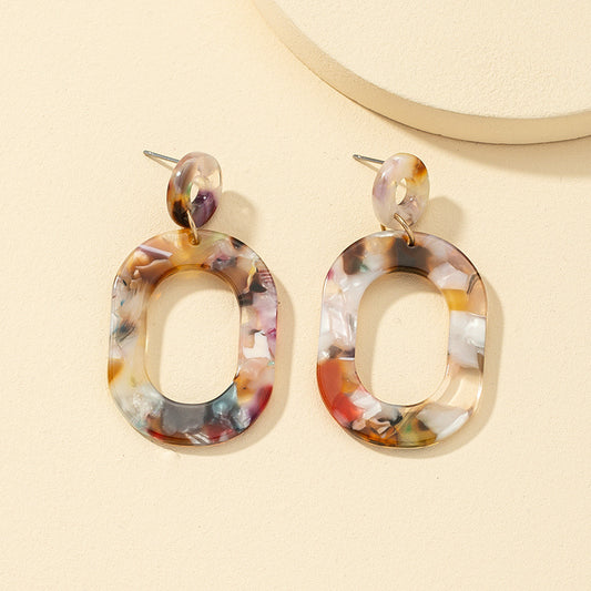 Women Fashion Retro Resin Geometric Multicolor Earrings