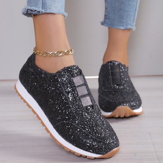 Plus Size Women Fashion Sequined Sneakers
