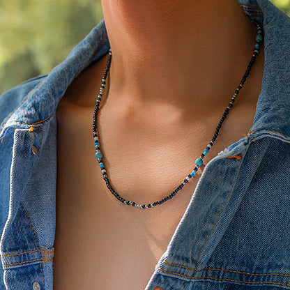 Men's Bohemian Turquoise Beaded Necklace