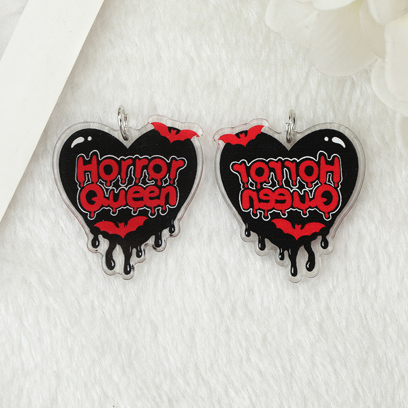 Pendientes de calavera acrílica de doble cara para mujer, de Halloween