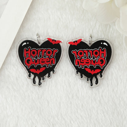 Pendientes de calavera acrílica de doble cara para mujer, de Halloween