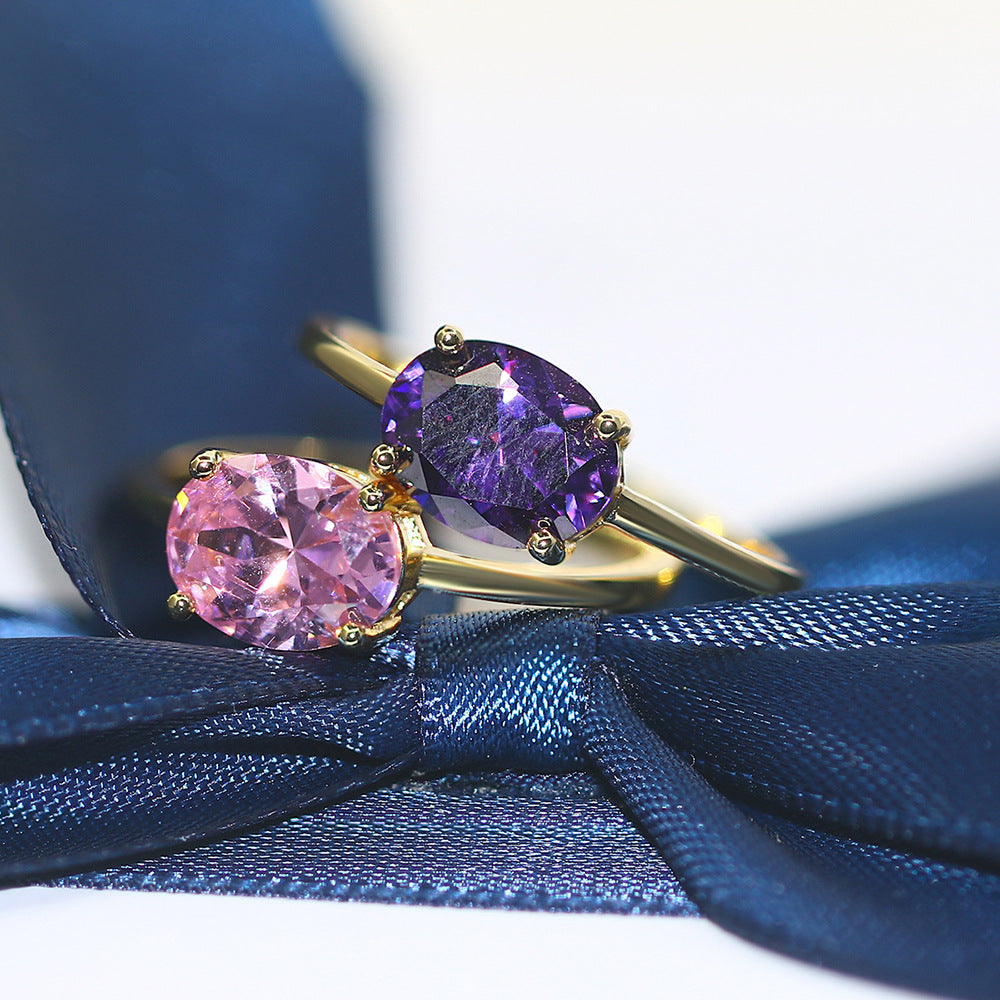 Anillo de circonita simple de moda para mujer
