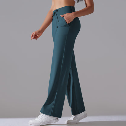 Women Fashion Casual Solid Color High Waist Pants