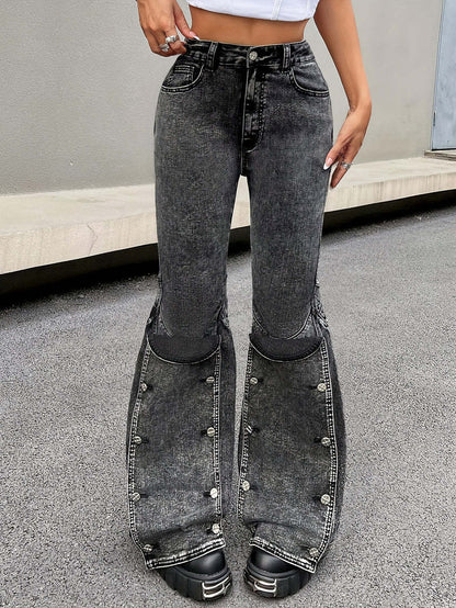 Street Women Fashion Detachable Snapped Jeans