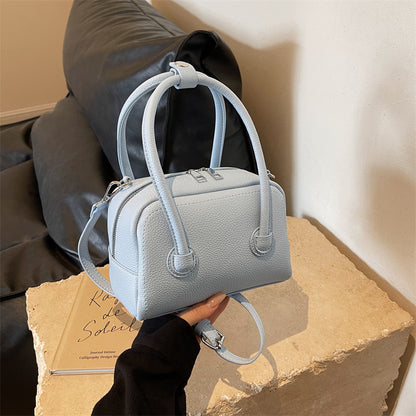 Sac à main décontracté à motif litchi de couleur unie pour femme