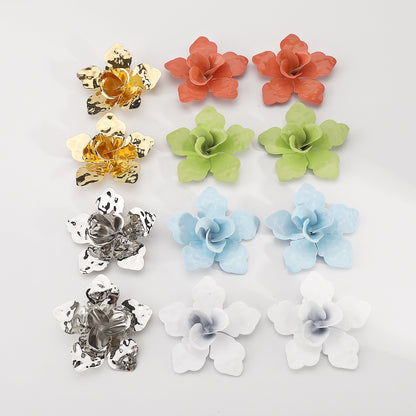 Boucles d'oreilles florales en émail vintage Temperament