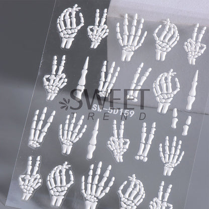 Halloween Women'S Funny 5D Relief Skull Spider Bone Pumpkin Nail Sticker