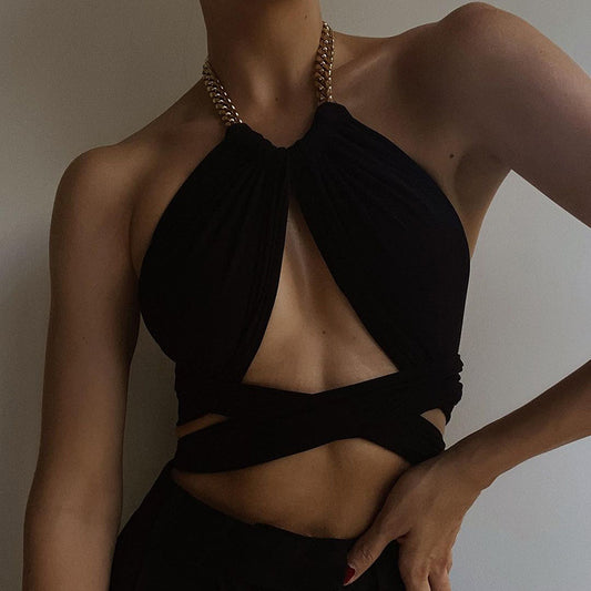Top corto sexy con tirantes para mujer