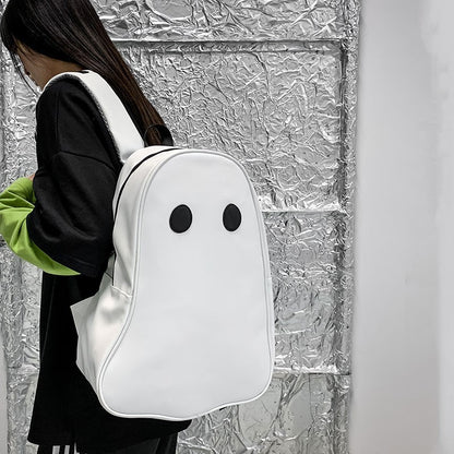 Mochila de piel sintética de gran capacidad con diseño de fantasma para mujer