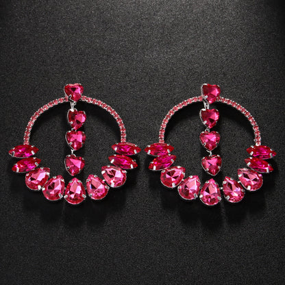 Women Fashion Exaggerated Zircon Love Earrings