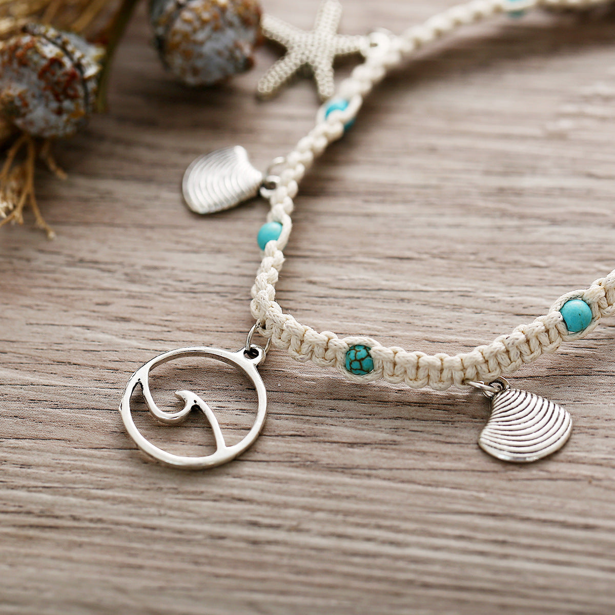 Bohemian Beach Starfish Shell Pendant Anklet