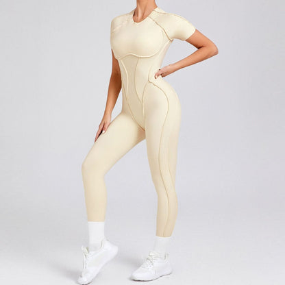 Women Fashion Solid Color Short-Sleeve Jumpsuits