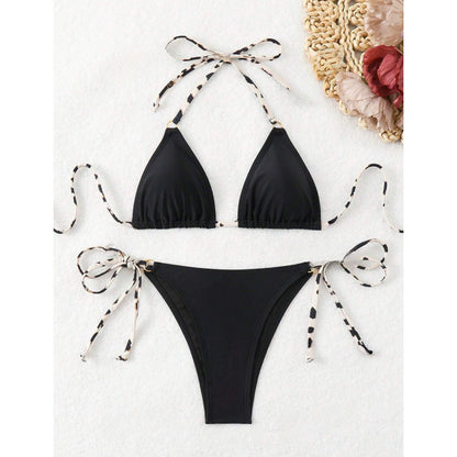 Women Sexy Lace-Up Bikini Black