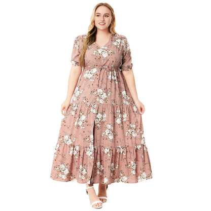 Vestido holgado informal de verano con estampado floral bohemio para mujer, talla grande