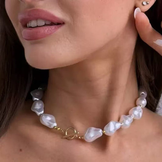 Collar elegante de perlas de imitación para mujer, accesorio de moda