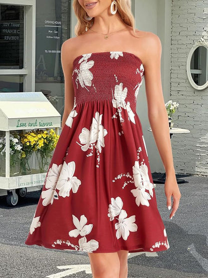Women Casual Boho Floral Print Polyester Dress