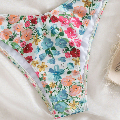 Traje de baño de bikini de tubo con estampado floral para mujer