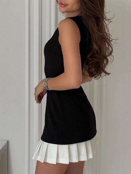 Women Fashion Elegant Stitching Pleated Dress