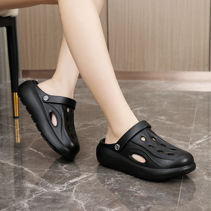 Pantuflas de suela gruesa de color liso y sencillo a la moda para mujer