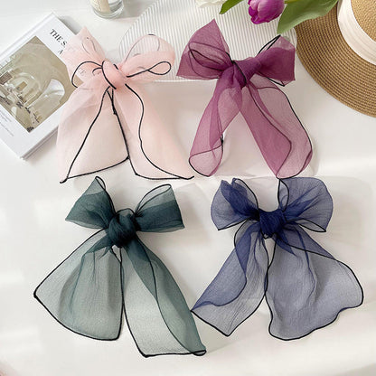 Bufanda larga de organza fina de verano para mujer, color liso