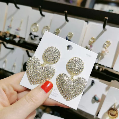 Pendientes personalizados con forma de corazón de diamantes de imitación