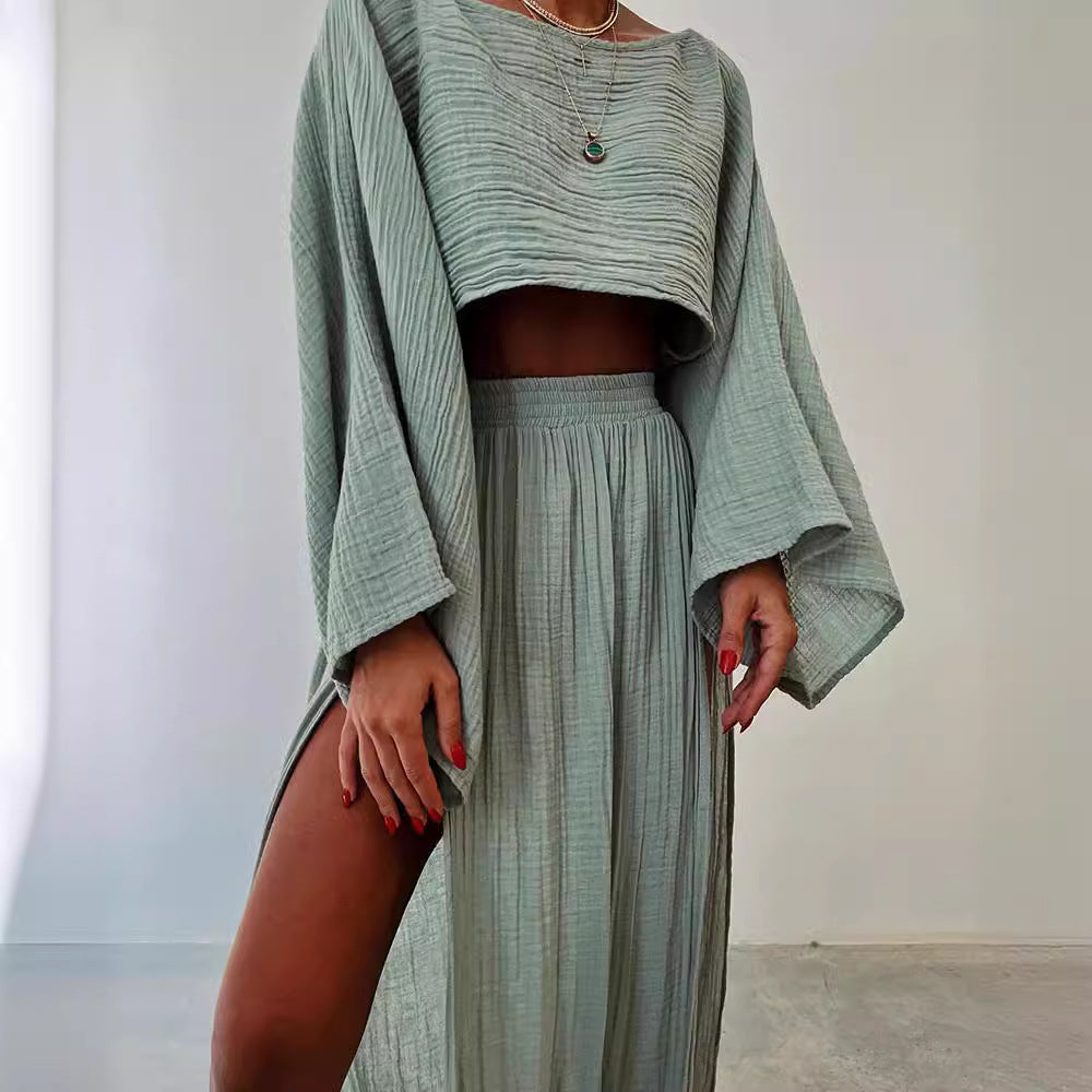 Conjunto de top corto informal de color liso para mujer de verano