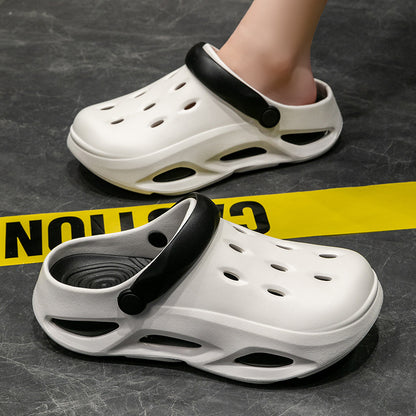 Pantuflas casuales de suela gruesa con bloques de color a la moda para mujer