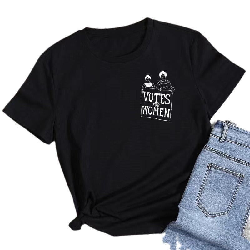 Women Casual Printed Cotton Blend Round Neck T-Shirt