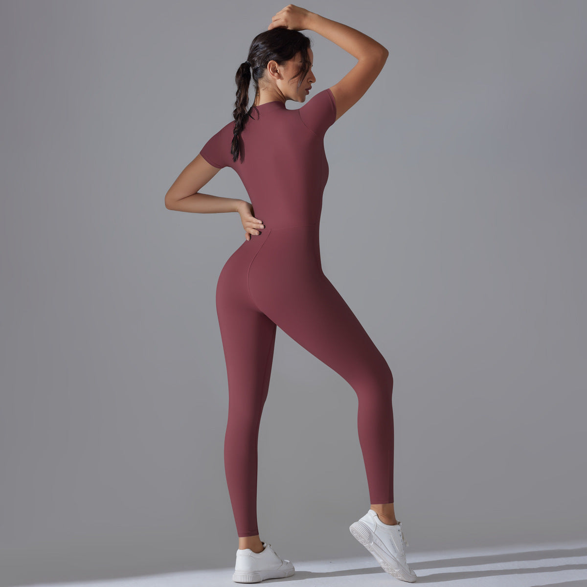 Breathable Women Fashion Casual Zipper Yoga Jumpsuit