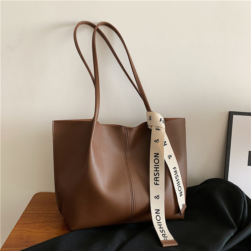 Bolso de mano retro informal de color sólido para mujer