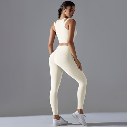 Women Yoga Solid Color Zipper Sport Two-Piece Set
