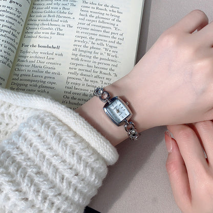 Women Fashion Solid Color Square Rhinestone Bracelet Watch