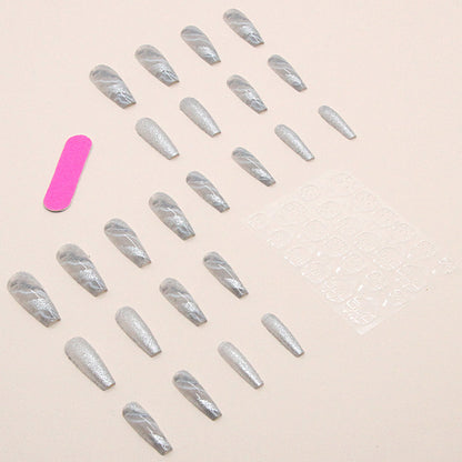Uñas postizas con purpurina y diamantes de imitación de moda