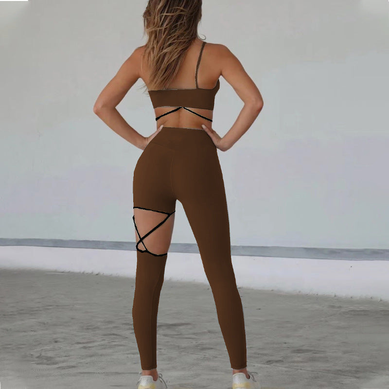 Ensemble caraco et yoga à blocs de couleurs pour femme