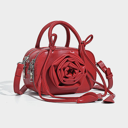Bolso pequeño cuadrado con diseño de rosas y flores de color sólido, a la moda para mujer
