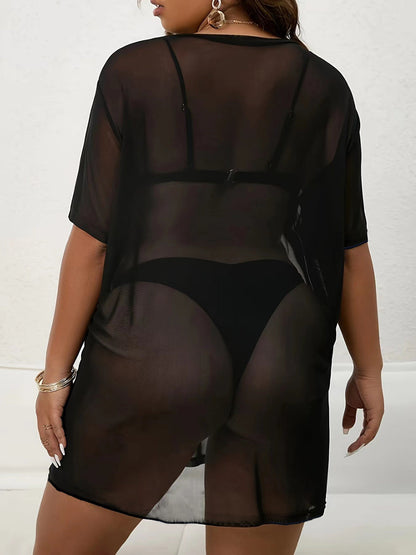Vestido de malla con perspectiva de talla grande y sexy para mujer