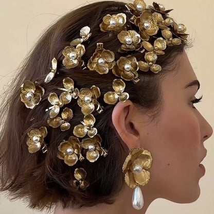 Épingle à cheveux florale en perles de style palais vintage avec clip latéral élégant