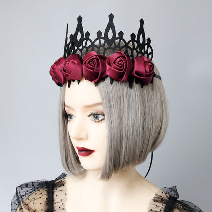 Gothic Baroque Halloween Rose Hair Crown Headwear