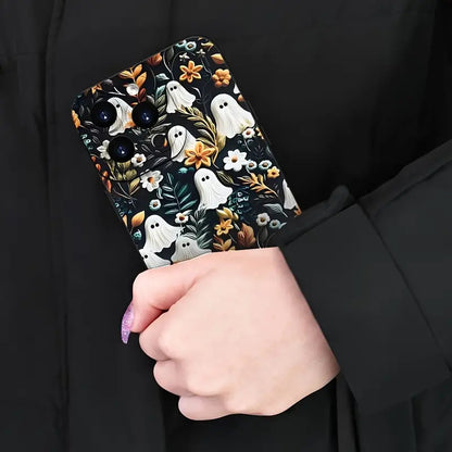 Women Cartoon Halloween Ghost Floral Phone Case TPU