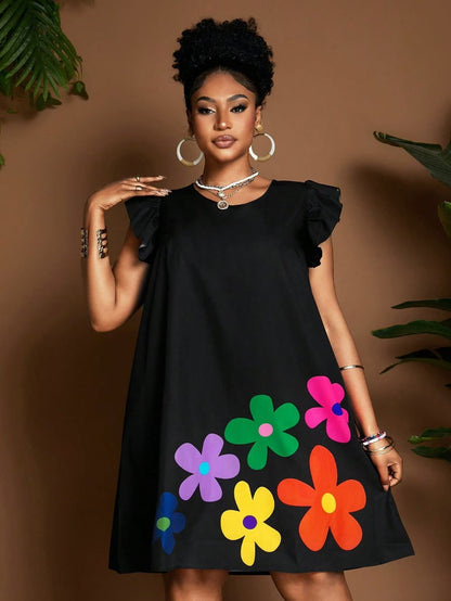 Women Fashion Casual Floral Printed Dress