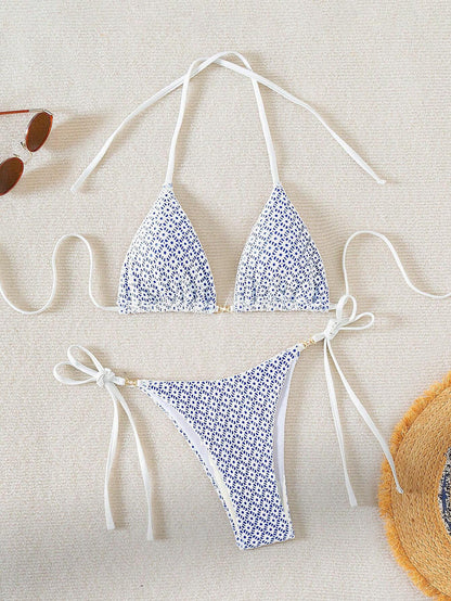 Maillot de bain bikini dos nu imprimé sexy pour femme